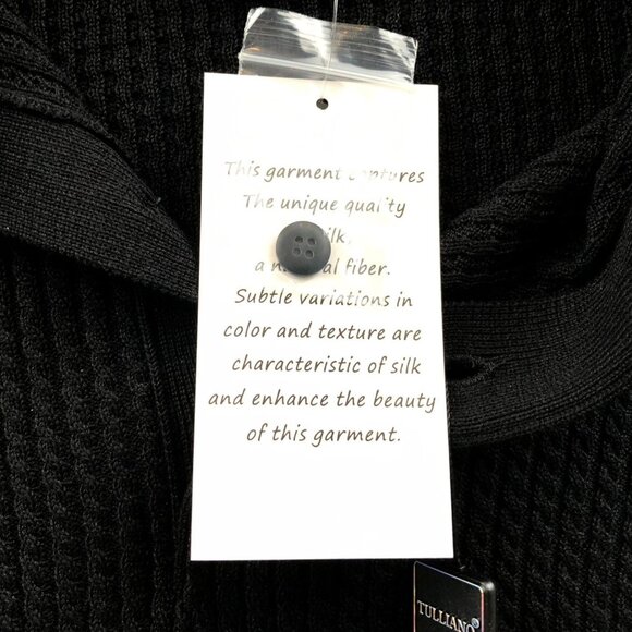 NWT Tulliano Mens Sweater Size XL Black Henley Collared Black Slik Blend Casual - Picture 10 of 16